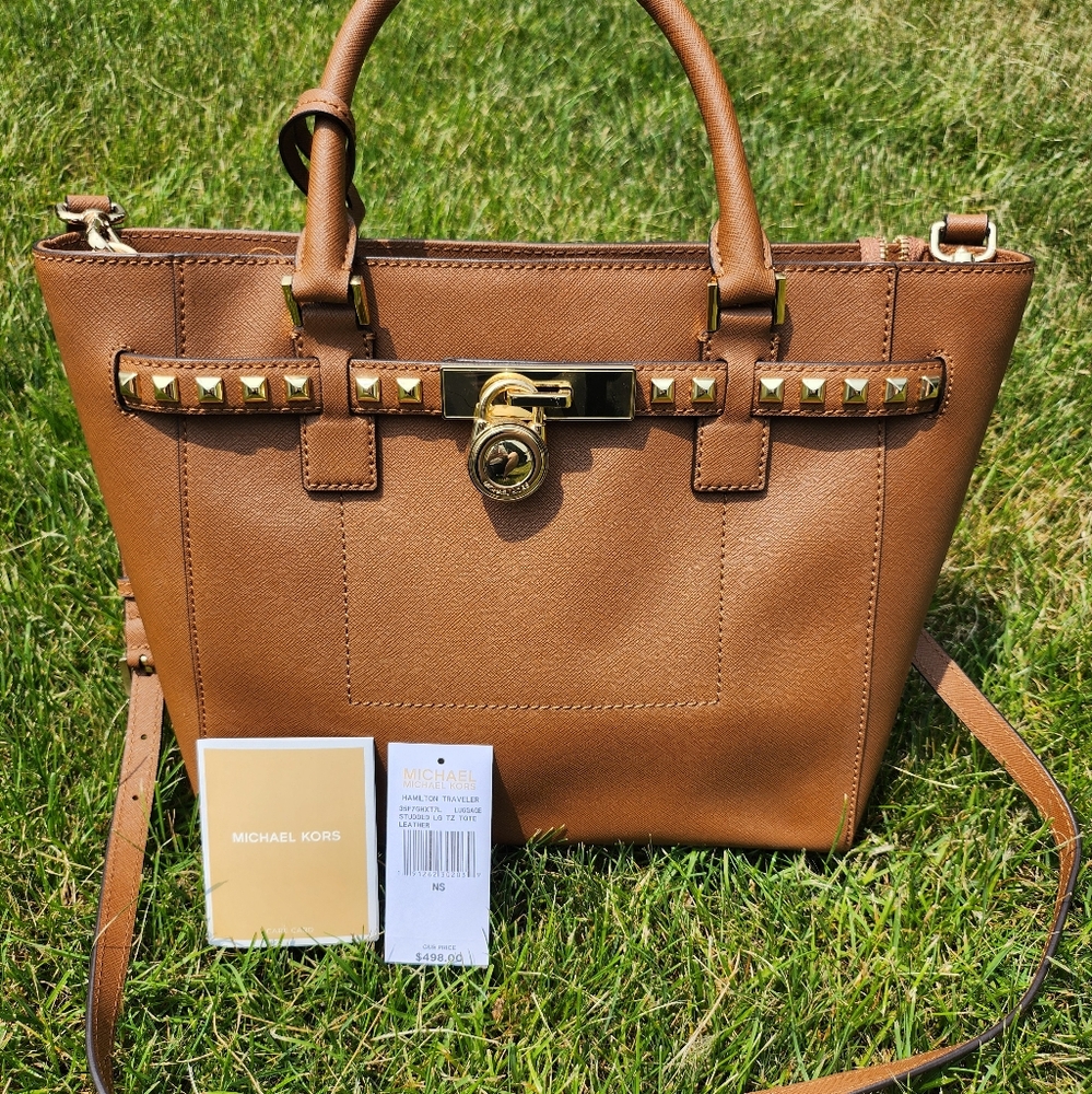 Michael Kors Brown Leather Tote Bag with purse charm - Picture 2 of 9